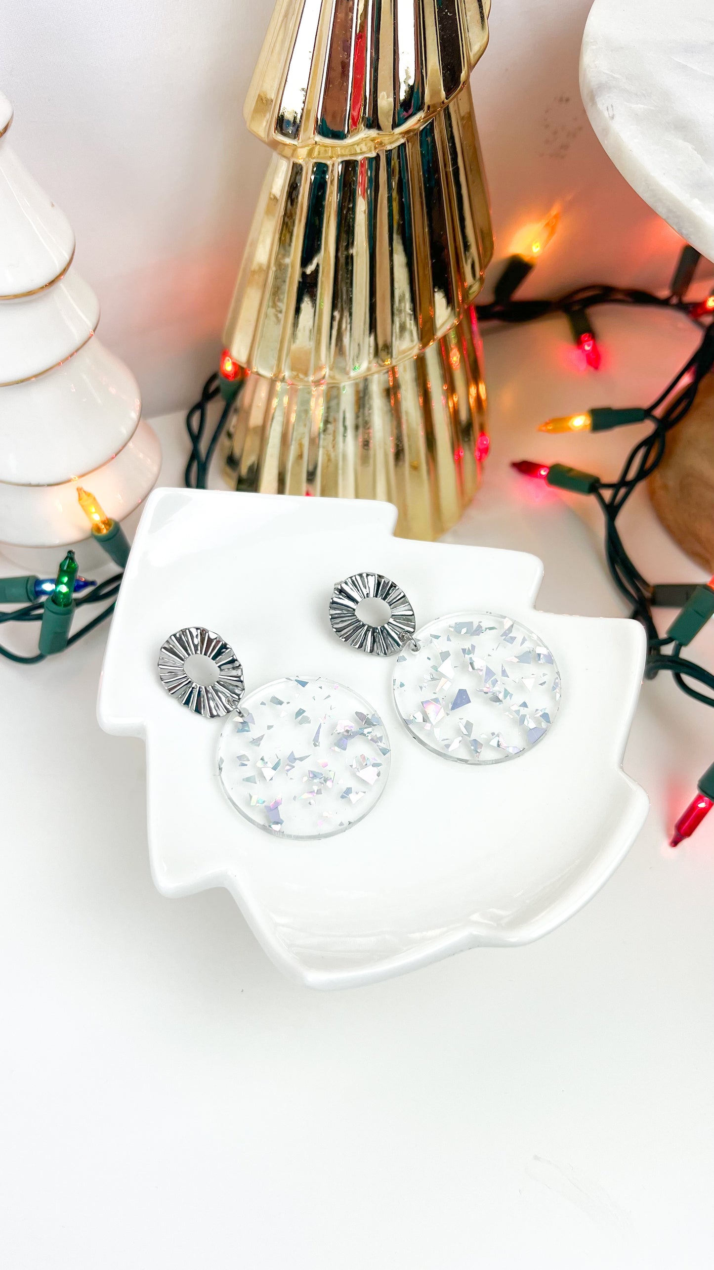 White Christmas Earrings