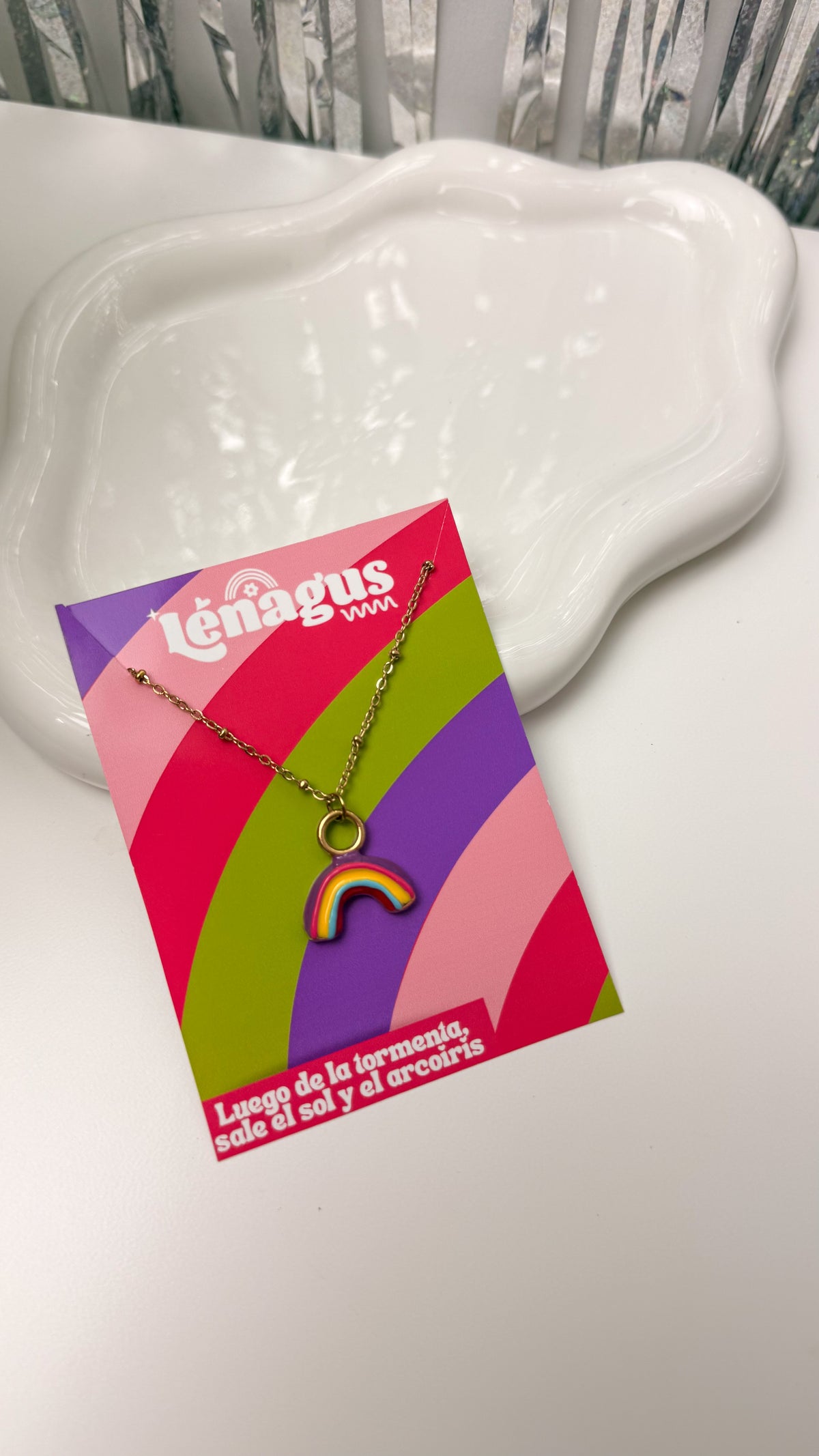 "LUEGO DE LA TORMENTA SALE EL SOL Y EL ARCOIRIS" NECKLACE
