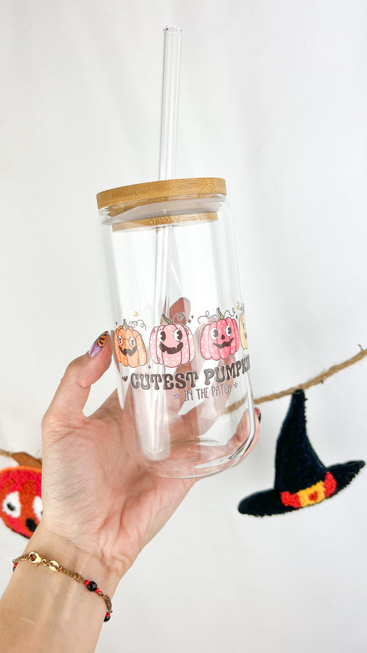 Cute Pumpkins Glass Jar