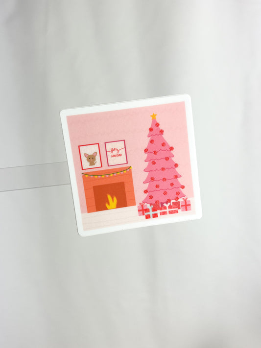 Lénagus Pink Christmas Sticker